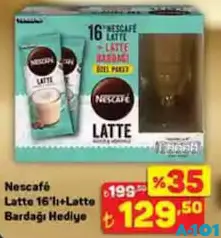 NESCAFE LATTE 16'LI + LATTE BARDAĞI HEDİYE NESCAFE LATTE 16'LI + LATTE BARDAĞI HEDİYE